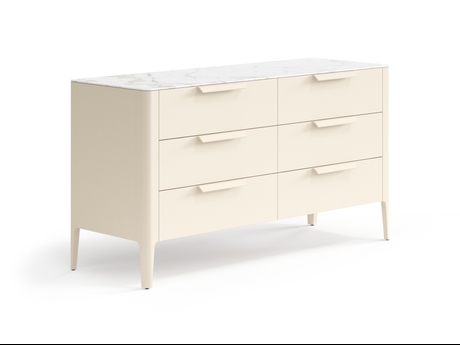 Мебель Комод Piega 6 ящиков. Цвет Матовый светло-бежевый. Материал Гладкая эмаль. Коллекция Комод Piega 6 ящиков. Картинка.