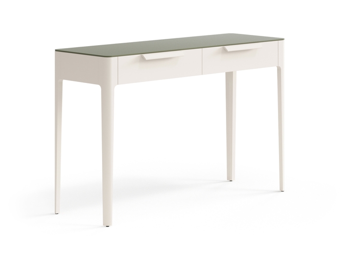 Мебель Консоль Пьега 2 ящика. Цвет Матовый бежево-серый. Материал Гладкая эмаль. Коллекция Консоль Пьега 2 ящика. Картинка.