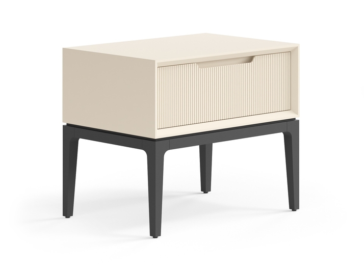 Мебель Тумба прикроватная Velvet 1 ящик. Цвет Матовый светло-бежевый. Материал Гладкая эмаль. Коллекция Тумба прикроватная Velvet 1 ящик. Картинка.