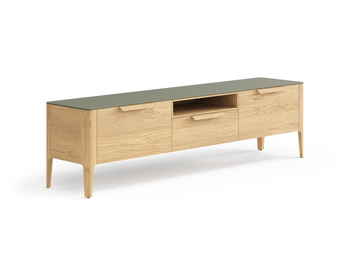 Мебель ТВ тумба Piega. Цвет Дуб соломенный матовый. Материал Массив дуба матовый. Коллекция ТВ тумба Piega. Картинка.