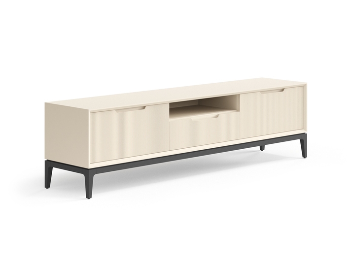 Мебель ТВ тумба Velvet. Цвет Матовый светло-бежевый. Материал Гладкая эмаль. Коллекция ТВ тумба Velvet. Картинка.