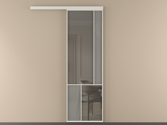 Алюминевая перегородка vd1_1 БЕЛ. Цвет Алюминий Белый. Материал Алюминий. Коллекция New Перегородка Mosaic вдоль стены 1 створка. Картинка.