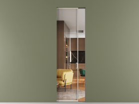 Алюминевая перегородка skr1_01_ Алюминий бежево-серый Crystal Vision прозрачное. Цвет Алюминий бежево-серый. Материал Алюминий в эмали. Коллекция Перегородка Formato скрытый пенал 1 створка. Картинка.