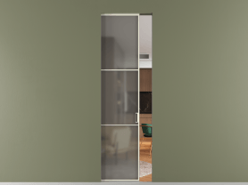 Алюминевая перегородка АЛПР 040.03 ММБ Серый сатин триплекс. Цвет Алюминий молочно-белый. Материал Алюминий в эмали. Коллекция Перегородка Formato скрытый пенал 1 створка. Картинка.