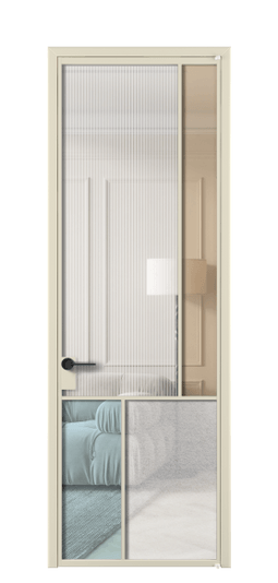 Дверь межкомнатная АЛПЛ041.21 АБСР 4 стекла. Цвет Алюминий бежево-серый. Материал Алюминий в эмали. Коллекция Mosaic. Картинка.