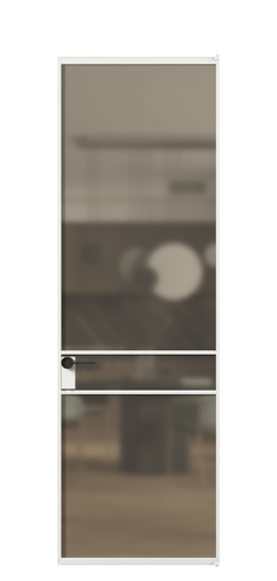 Дверь межкомнатная АЛПЛ040.02 Бронза сатин триплекс АБЛ. Цвет Алюминий белоснежный. Материал Алюминий в эмали. Коллекция Formato. Картинка.