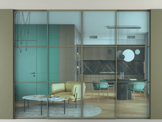 Перегородка Формато внутри проёма скрытое крепление в потолок 4 створки