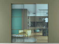 Перегородка Формато внутри проёма 3 створки с синхронным механизмом