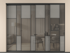 Перегородка Mosaic внутри проёма 4 створки с синхронным механизмом