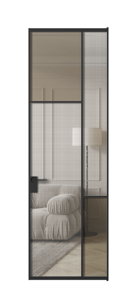 Межкомнатная дверь АЛПЛ041.10 ЧРН MS+Бронза триплекс. Цвет Алюминий Черный. Материал Алюминий. Коллекция Mosaic. Фото. Дверь межкомнатная АЛПЛ041.10 ЧРН MS+Бронза триплекс. Цвет Алюминий Черный. Материал Алюминий. Коллекция Mosaic. Картинка.