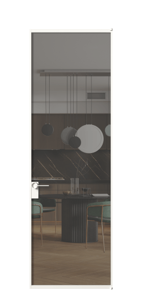 Дверь межкомнатная АЛПЛ040.01 Серый триплекс БЕЛ. Цвет Алюминий Белый. Материал Алюминий. Коллекция Formato. Картинка.